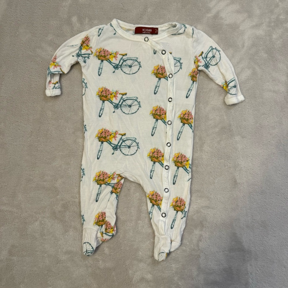 Milkbarn Floral Bicycle Bamboo Zipper‎ Pajama sleeper